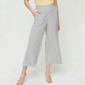 Wilfred black and white striped tie back capri pants